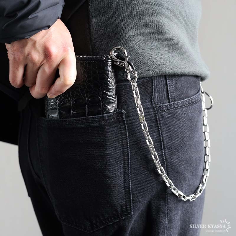 ステンレス ウォレットチェーン リンクチェーン 2クリップ