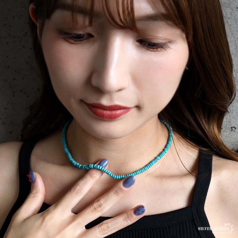 ターコイズ 細身 ビーズネックレス [n1263] | ネックレス | SILVER KYASYA