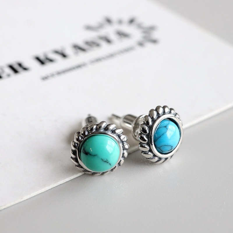 VINTAGE SILVER 925刻印 ターコイズ マーカサイト装飾 ピアス VINTAGE SILVER 925刻印 ターコイズ マーカサイト装飾 ピアス
