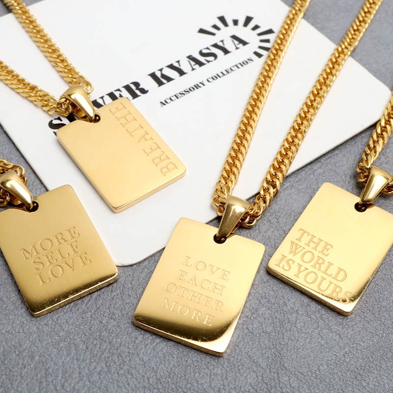 輝く ゴシック ドックタグ プレート ネックレス ペンダント シンプル シルバー シンプル 高級感 メンズネックレス かっこいい ドッグタグ