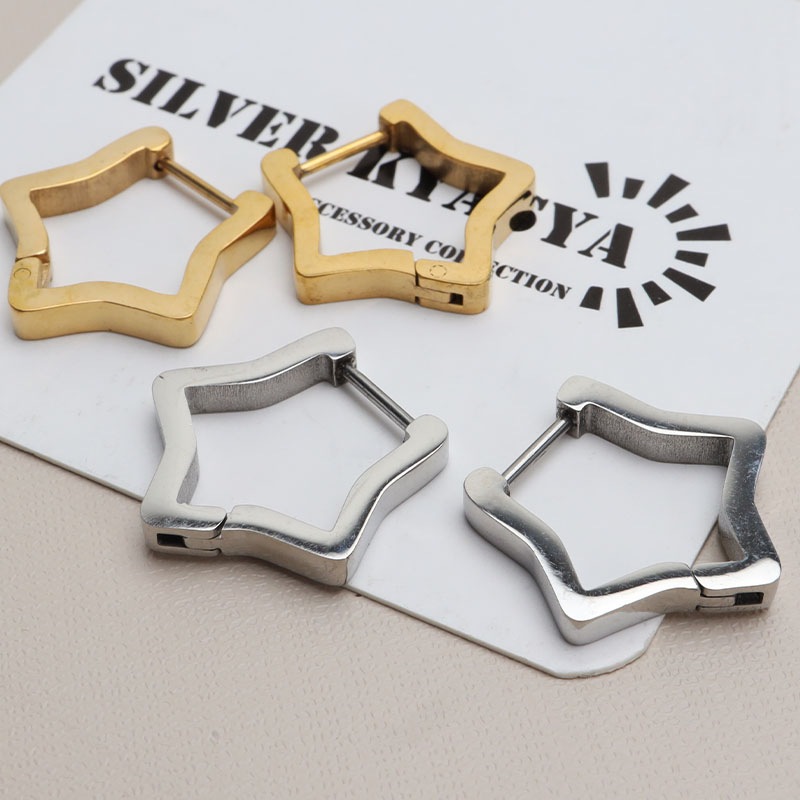 フースーヤ LINJE MODERN ツートーン ステンレススチール フープピアス