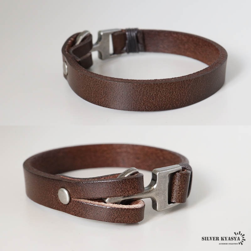 シンプルな本革ブレスレット 錨モチーフの留め具 3色 [b1006