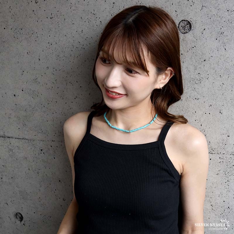 k*a様 TANIA SKEVOS タニアスケボス ビーズネックレス ターコイズ 細身 ビーズネックレス ゴールド [n1265] | ネックレス