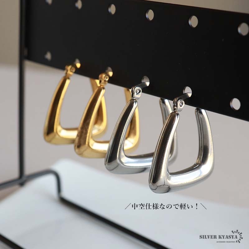 関税/送料込み【BELLGIO】10mmスクエアピアス ステンレス スクエアピアス 台形 [e356] | お洒落なレディース