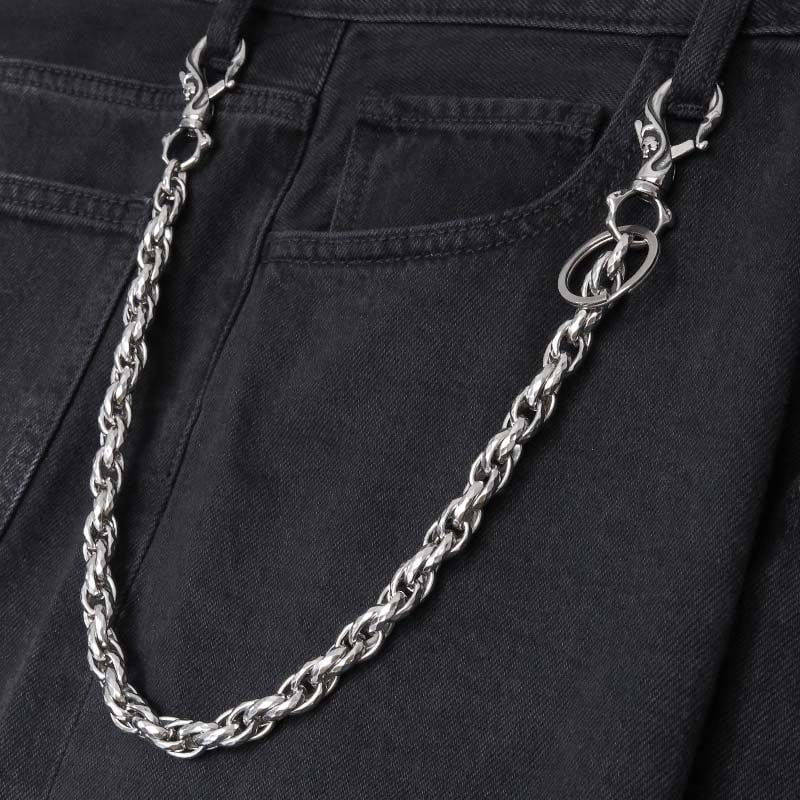 ステンレス ウォレットチェーン ツイストチェーン 2クリップ [wc080