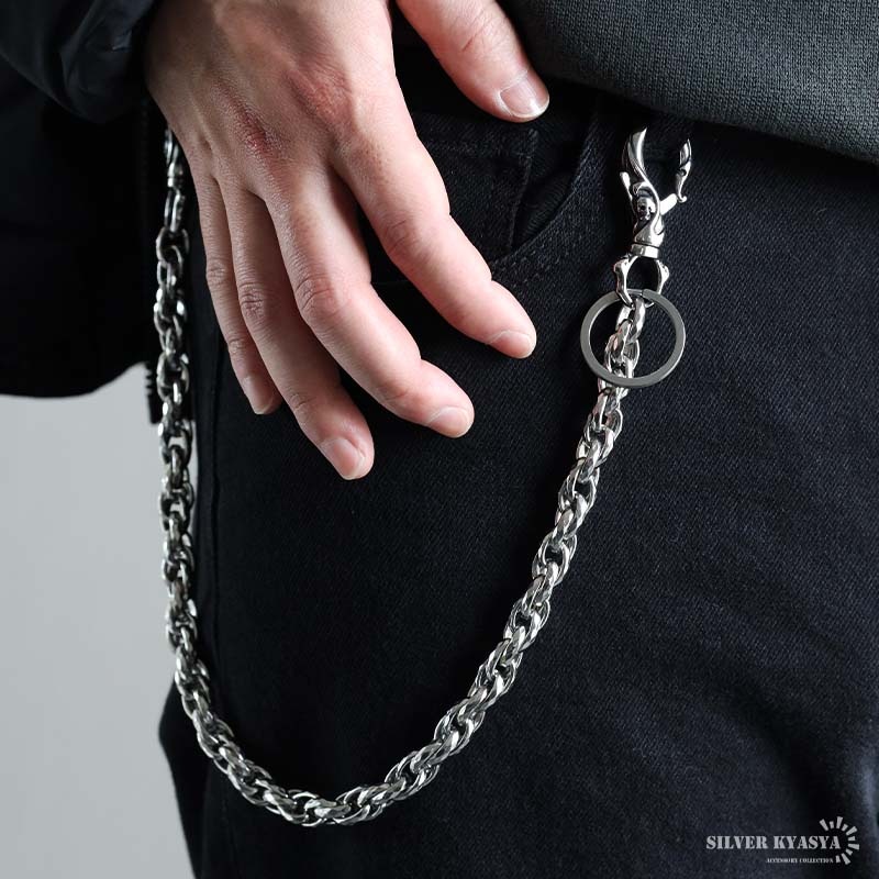 ステンレス ウォレットチェーン ツイストチェーン 2クリップ [wc080