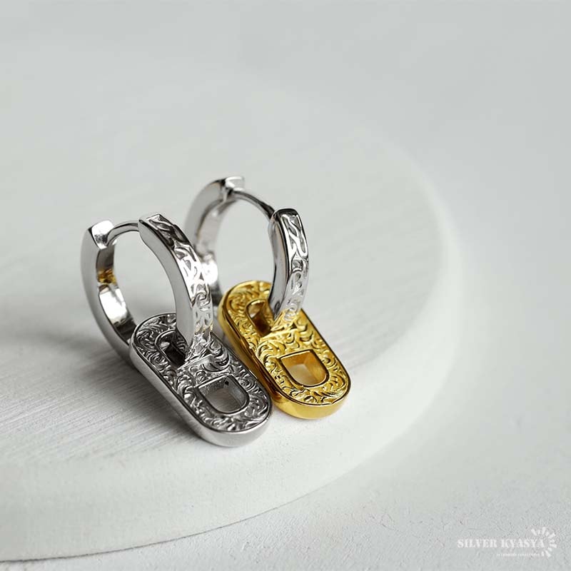 S925 2連フープピアス 唐草 2カラー [ce281] | ピアス,シルバー925