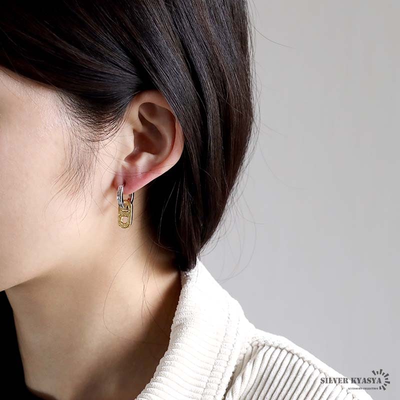 S925 2連フープピアス 唐草 2カラー [ce281] | ピアス,シルバー925