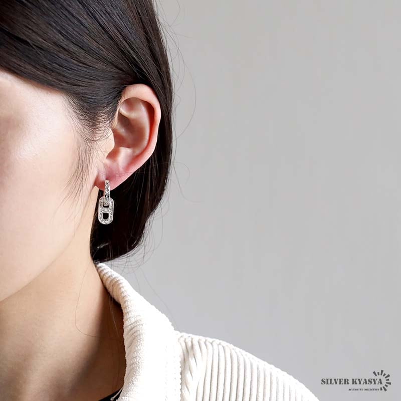 S925 2連フープピアス 唐草 2カラー [ce281] | ピアス,シルバー925