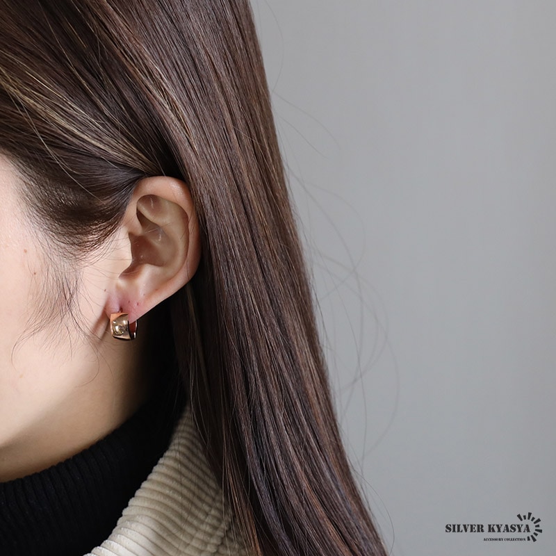 ステンレス フープピアス 太め [e388] | お洒落なレディースアイテム