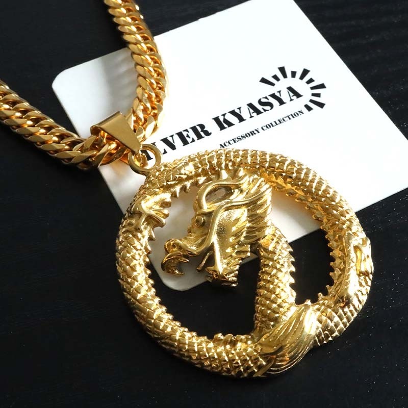 ステンレス ダブル喜平の龍ネックレス [n1061] | ネックレス