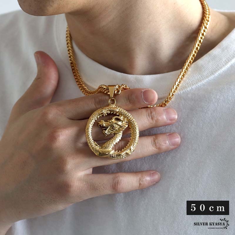 ステンレス ダブル喜平の龍ネックレス [n1061] | ネックレス