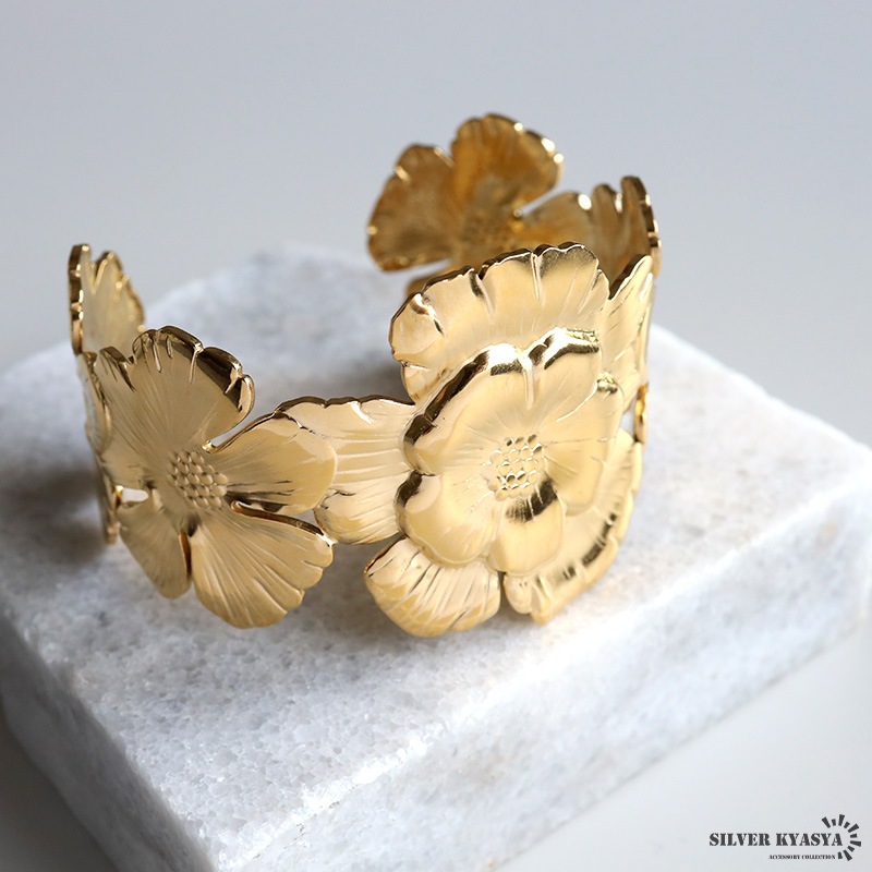 ステンレス 個性的 フラワーバングル [b958] | バングル,ステンレス