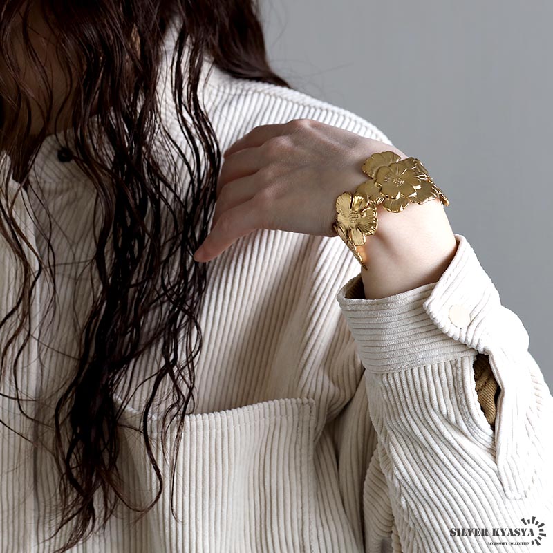 ステンレス 個性的 フラワーバングル [b958] | バングル,ステンレス