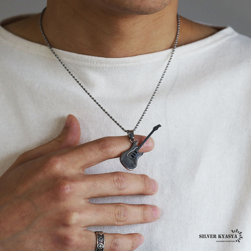 ステンレス ギターネックレス シルバー [n755-silver] | ネックレス
