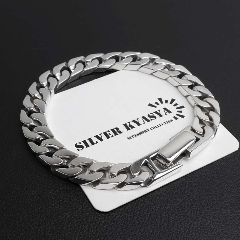 シルバー925 なめらかな喜平チェーンブレスレット 幅10mm [bs294-10mm