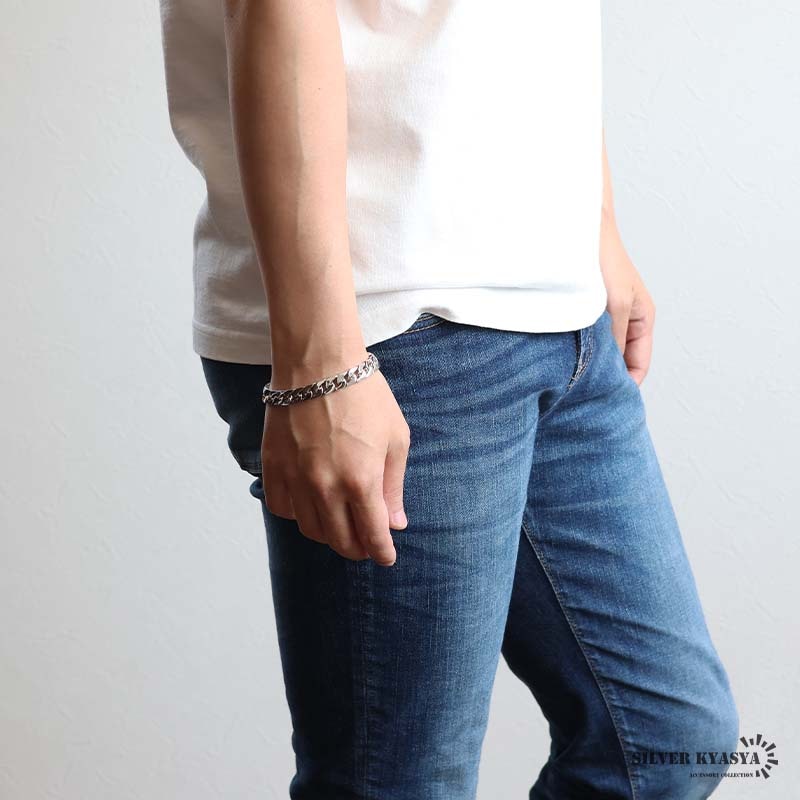 シルバー925 なめらかな喜平チェーンブレスレット 幅10mm [bs294-10mm