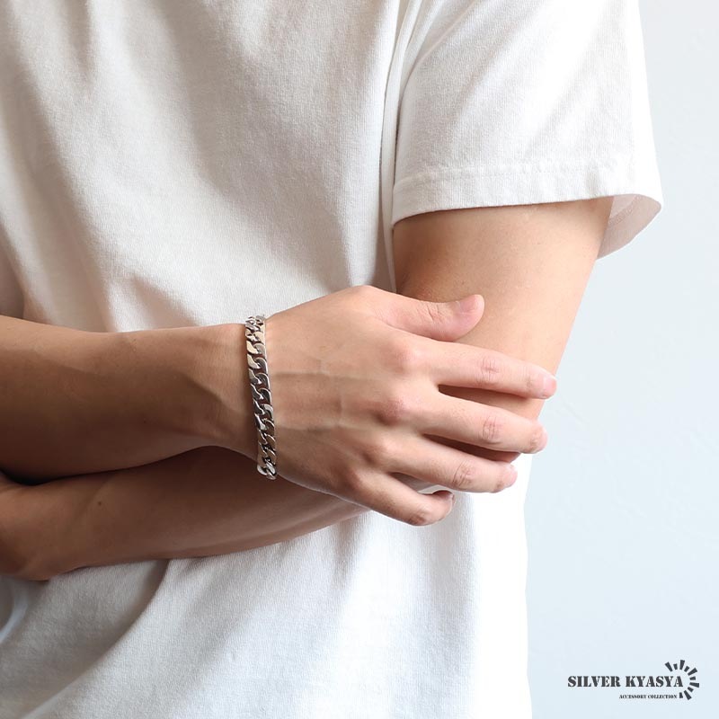 シルバー925 なめらかな喜平チェーンブレスレット 幅10mm [bs294-10mm
