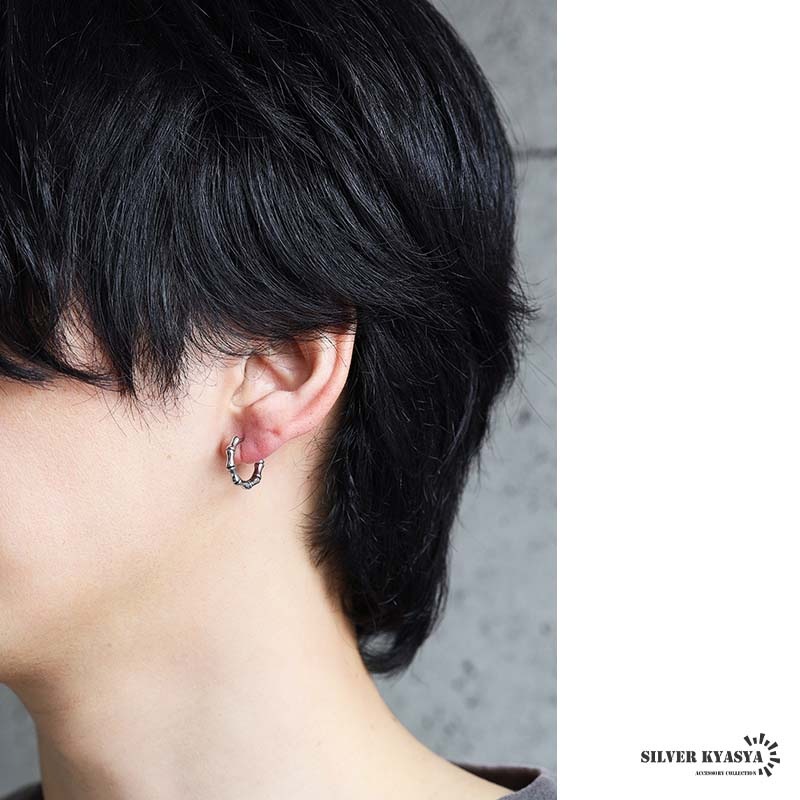 ステンレス 竹節モチーフデザイン フープピアス [e513] | ピアス