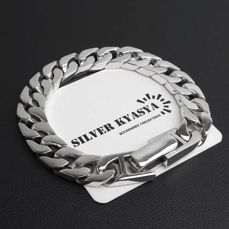 シルバー925 なめらかな喜平チェーンブレスレット 幅12mm [bs294-12mm