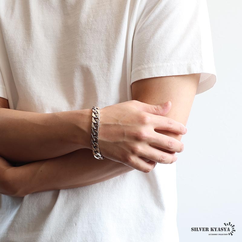 シルバー925 なめらかな喜平チェーンブレスレット 幅12mm [bs294-12mm