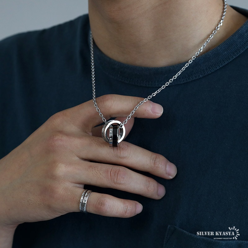 ステンレス ダブルリングネックレス [n757] | ネックレス,ステンレス