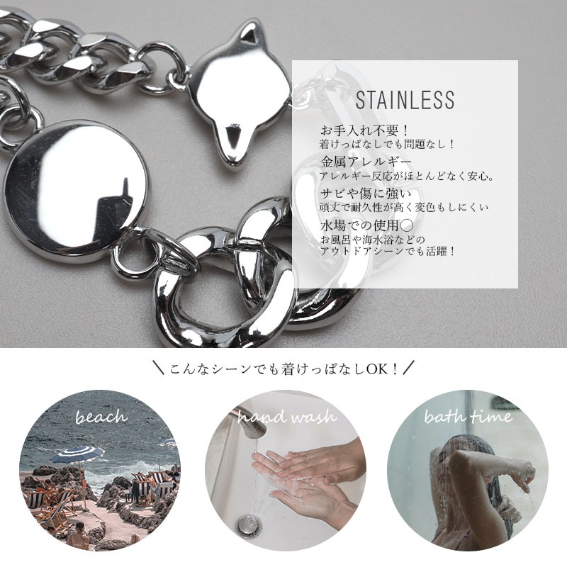 アクセサリー nyankoA AQUA SILVER】ゆらぎクレセントネックレス（カットフレンチ