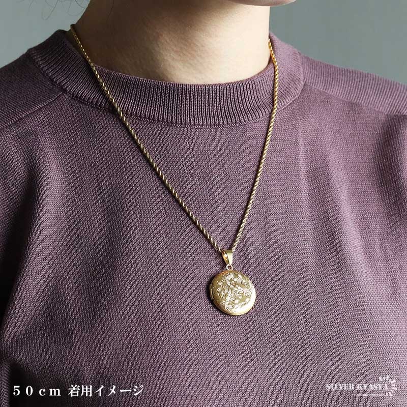 アンティーク　クリア　ラウンド　ロケット　ペンダント ステンレス ロケットペンダントネックレス フラワー 3色 50cm