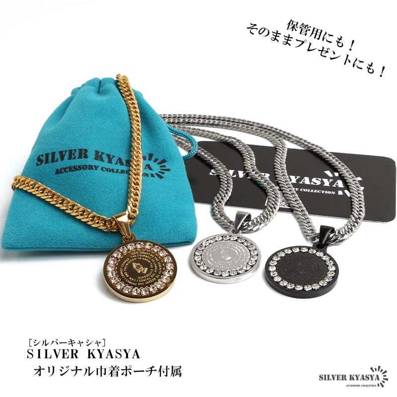 ステンレス 祈りの手モチーフのメダルネックレス 3色 2サイズ