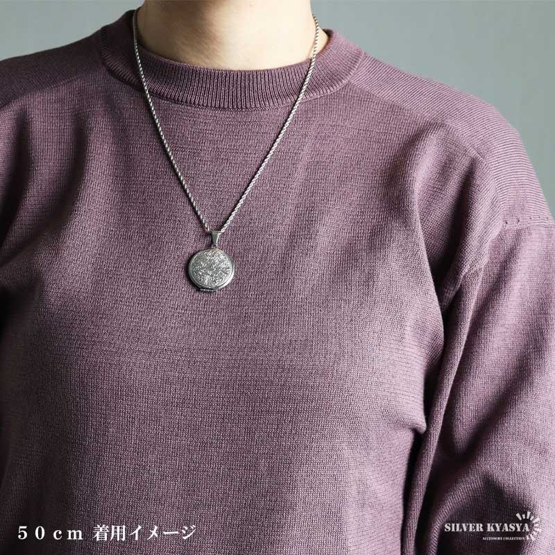 新品　ペンダントrinkets　約50cm silver925 ステンレス ロケットペンダントネックレス フラワー 3色 50cm