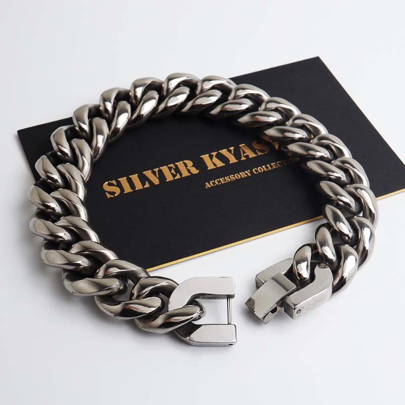 ステンレス 重厚感抜群!分厚い!極太喜平チェーンブレスレット。幅14mm