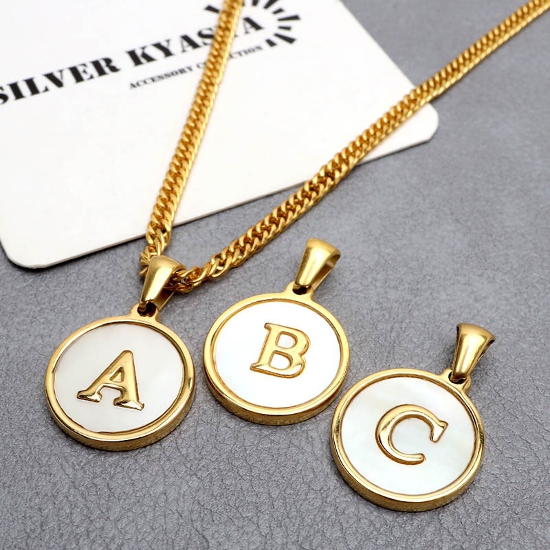ステンレス ラウンド イニシャルネックレス [nc076-n1040