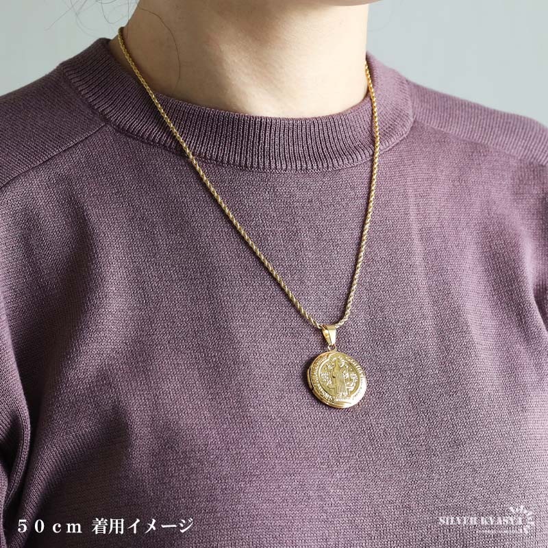 ステンレス ロケットペンダントネックレス 聖ベネディクト 3色
