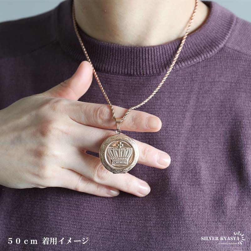 ステンレス ロケットペンダントネックレス クラウン 3色 50cm 60cm