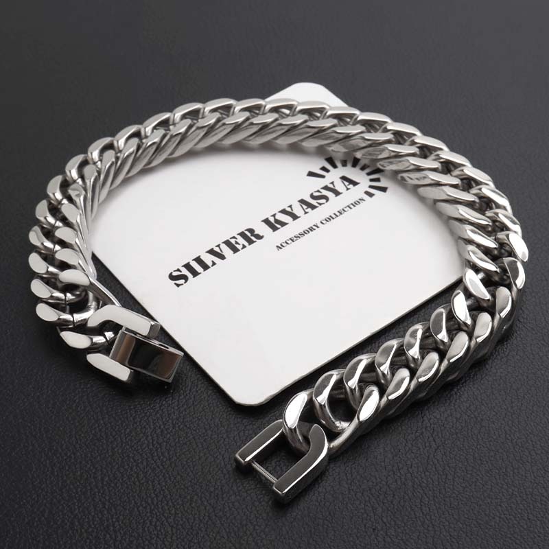 ステンレス しっかり厚めのダブル喜平チェーンブレスレット 幅10mm