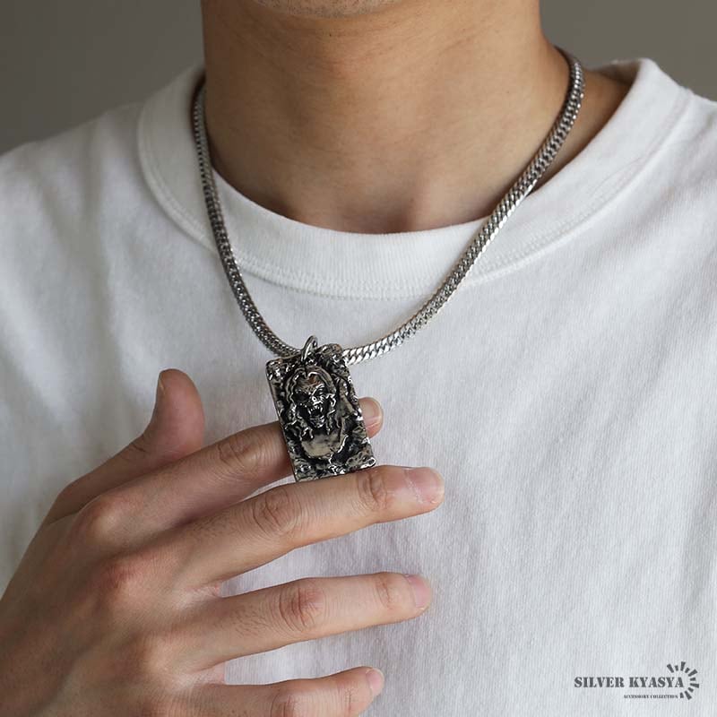 ターキーページ カスタムネックレス ステンレス 悪魔の翼ネックレス ダブル喜平チェーンネックレス