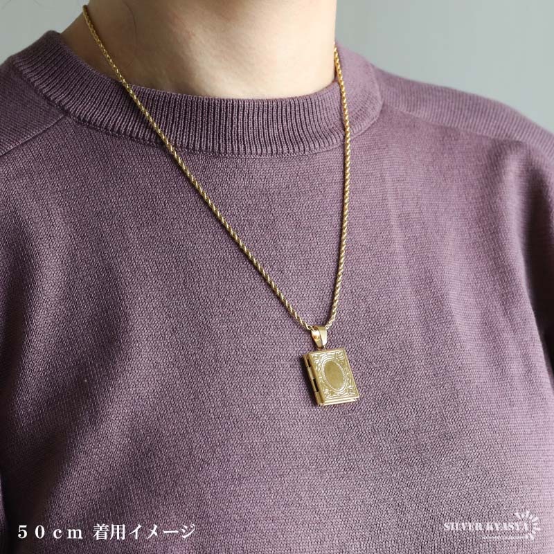ステンレス ロケットペンダントネックレス ブック 3色 刻印対応 [n1141