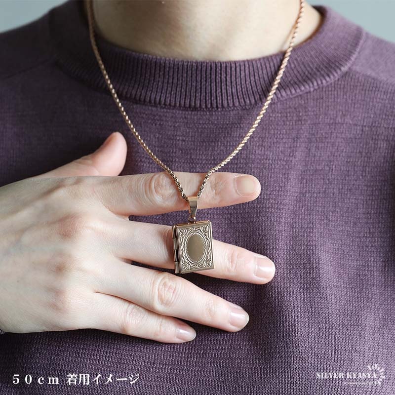 ステンレス ロケットペンダントネックレス ブック 3色 50cm 60cm