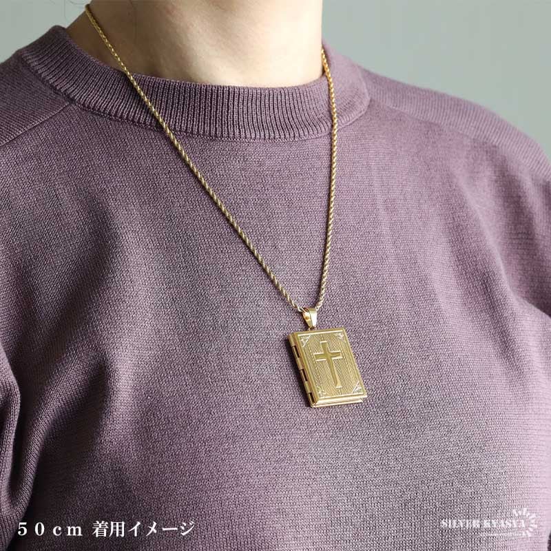 ステンレス ロケットペンダントネックレス クロス 3色 刻印対応 [n1142