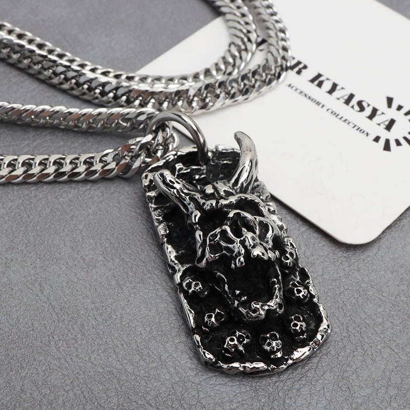 デーモンドッグタグ＆ダブル喜平ネックレス [n848-n348-6mm