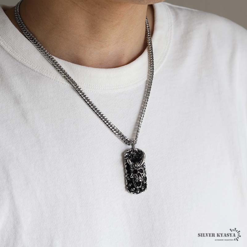 デーモンドッグタグ＆ダブル喜平ネックレス [n848-n348-6mm