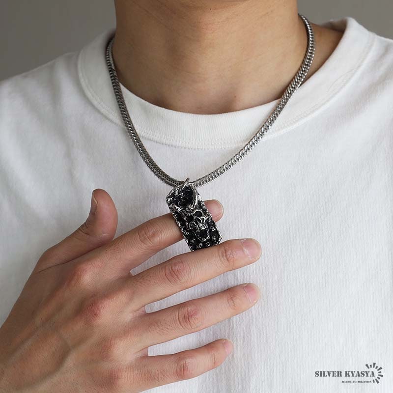 デーモンドッグタグ＆ダブル喜平ネックレス [n848-n348-6mm