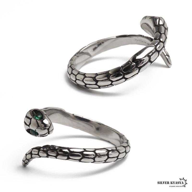 ステンレス 鱗模様が魅力的なスネークリング [r873] | リング
