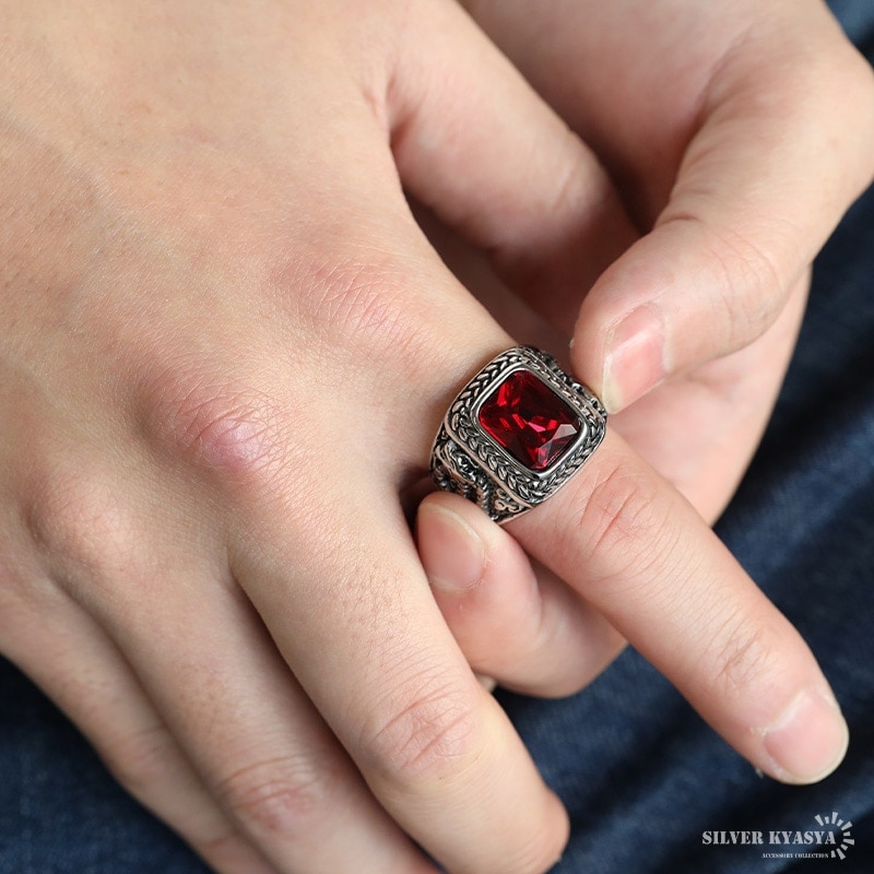 ステンレス カレッジリング ドラゴン [r556-red] | リング,ステンレス