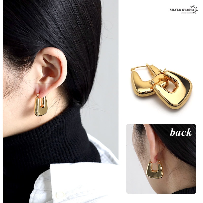 ステンレス 台形 フープピアス [e216] | お洒落なレディース