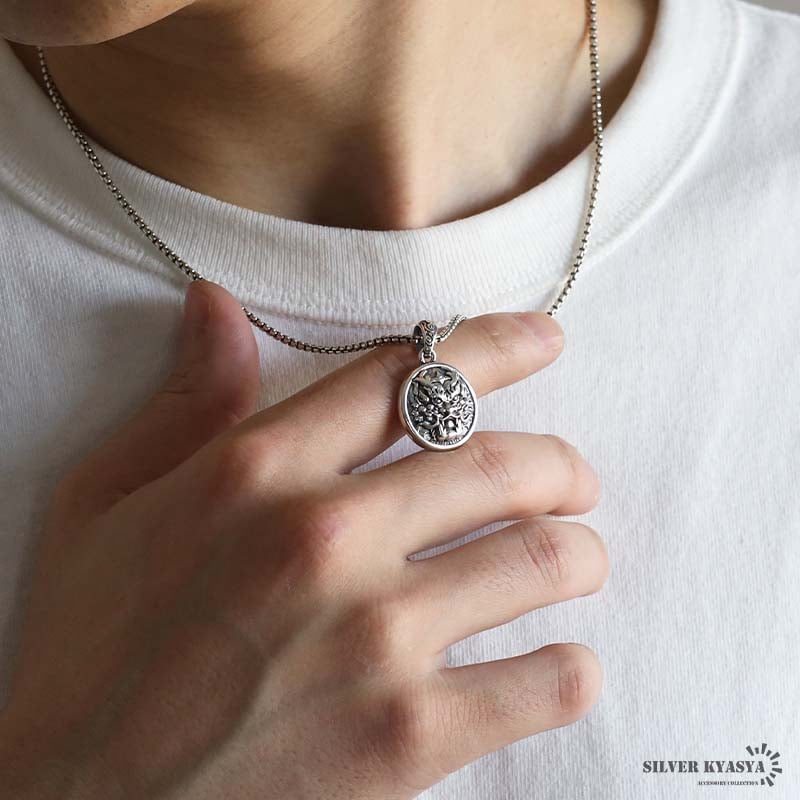 シルバー925 ドラゴンヘッドネックレス [ns246-cs062-2mm-50cm