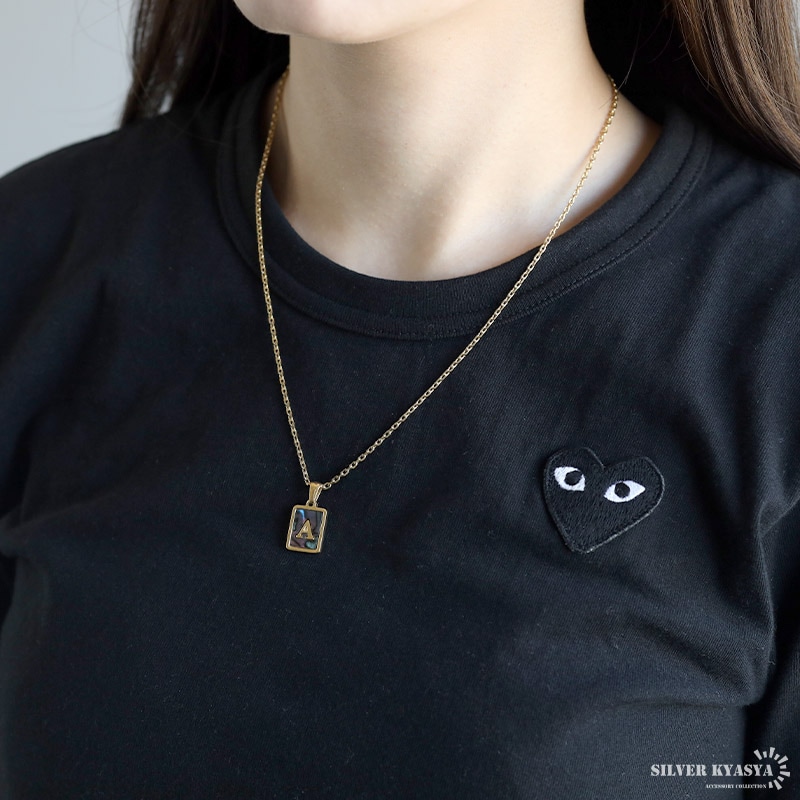 選べる Italic Monogram イニシャル スクエア 14KGF ネックレス ステンレス スクエア イニシャルネックレス [n1044