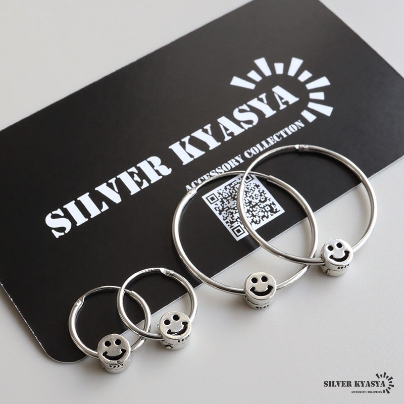 シルバー925 ニコちゃんフープピアス 5サイズ [ce461-ce257] | ピアス