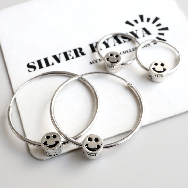 シルバー925 ニコちゃんフープピアス 5サイズ [ce461-ce257