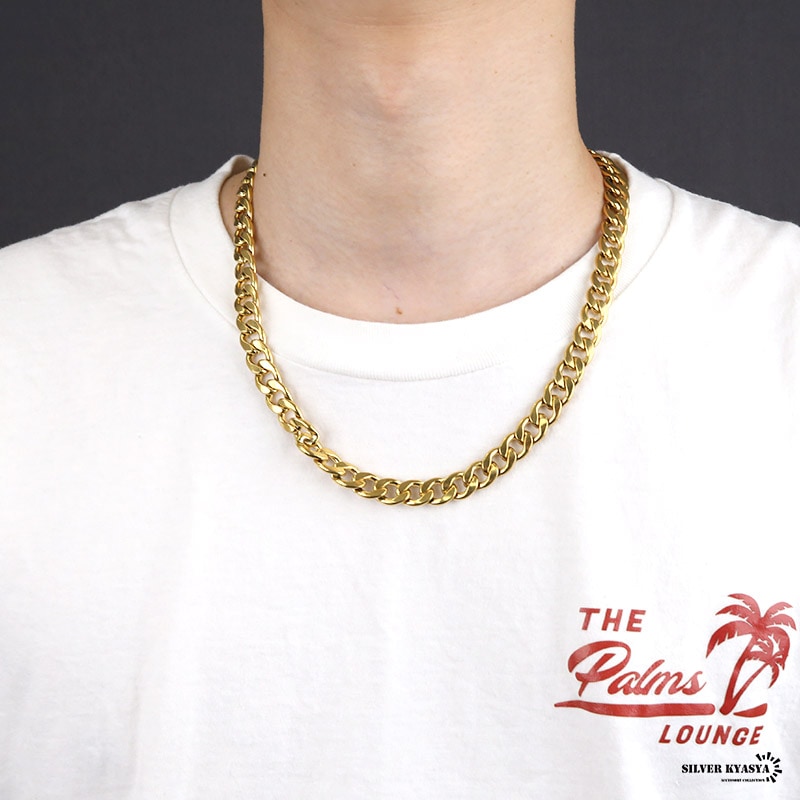 関税/送料込み【BELLGIO】10MMクロスチェーン ステンレス ロープチェーンネックレス [c034-10mm-gold